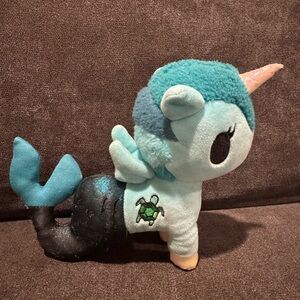 Tokidoki Cerulean Mermicorno Plush Toy Shimmer Teal Unicorn Mermaid Turtle 7.5"